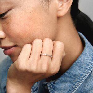 Pandora Sparkle & Hearts Ring 14k rose gold plating Size 6